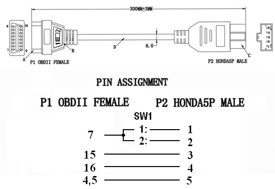 Переходник Honda 5PIN для N3Line Переходник Honda 5PIN для N3Line